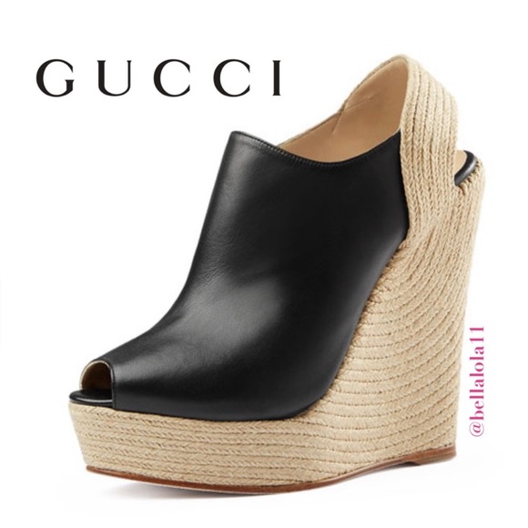 AUTHENTIC GUCCI LEATHER WEDGES - Picture 3 of 14